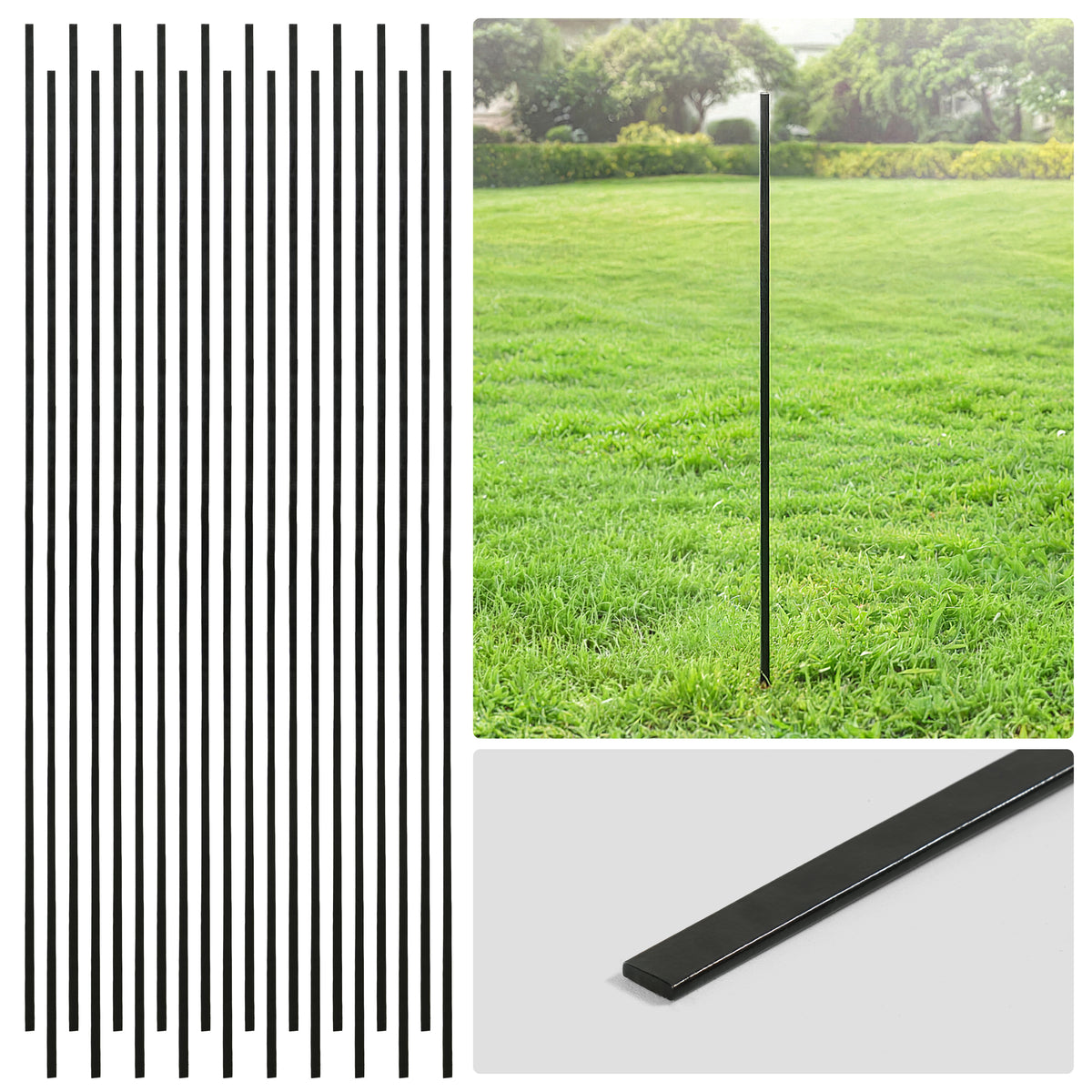 Barra de tensión galvanizada negra de 4/5/6 pies, barra plana de 48/60/72 pulgadas para piezas de cerca de malla ciclónica de 4'/5'/6', múltiples opciones