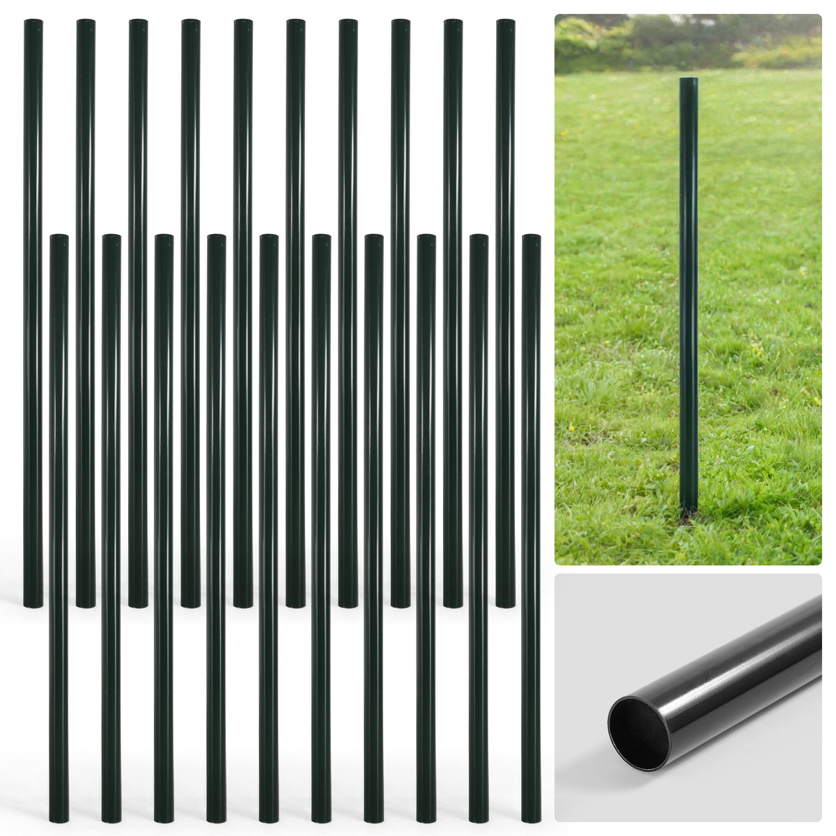 6/7/8 FT Black Chain Link Fence Terminal Post, Terminal Post with 2-3/8” Outside Diameter, Multi-options