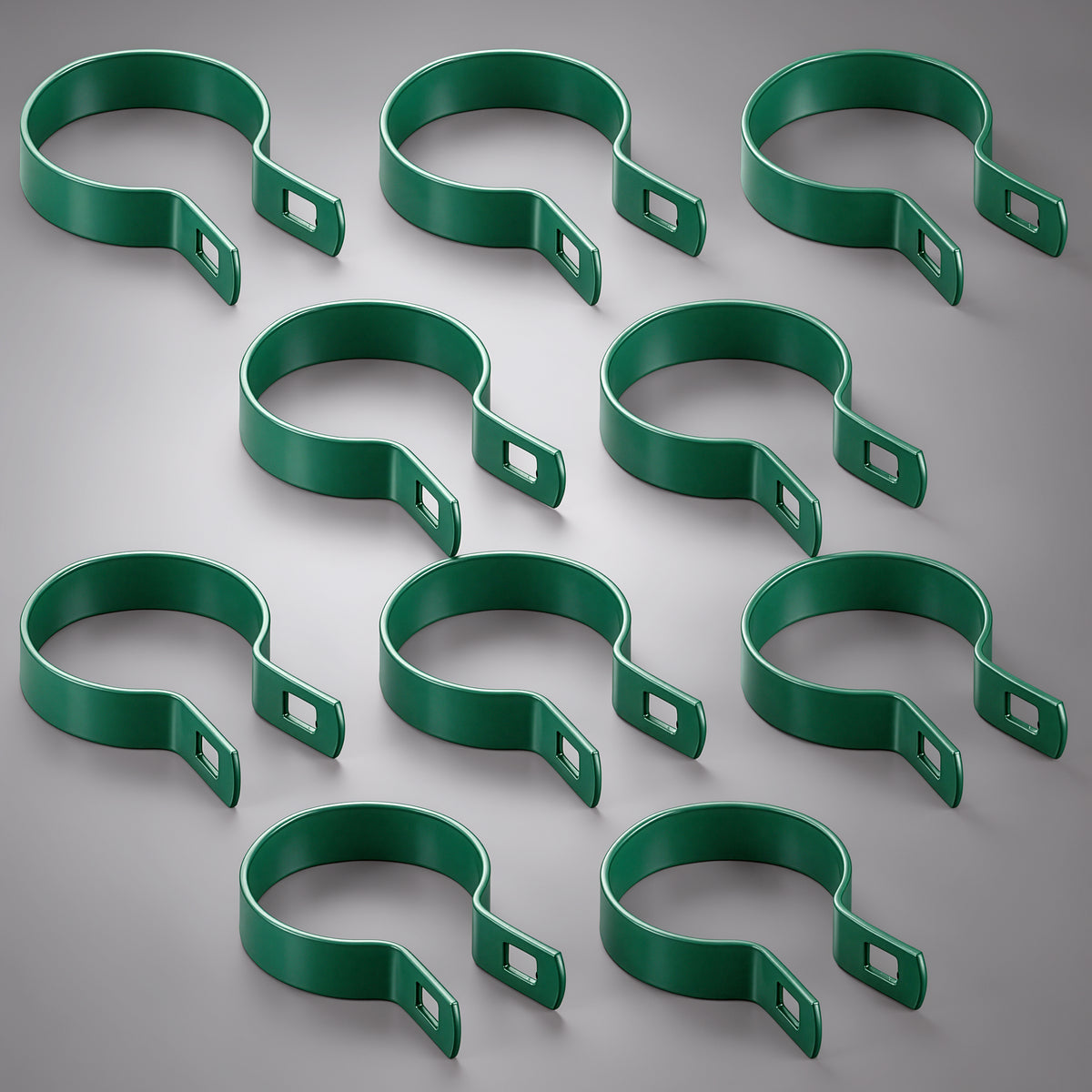 Abrazadera Verde Galvanizada para Poste de 2-3/8" de Diámetro Exterior con Perno y Tuerca, Varias Opciones