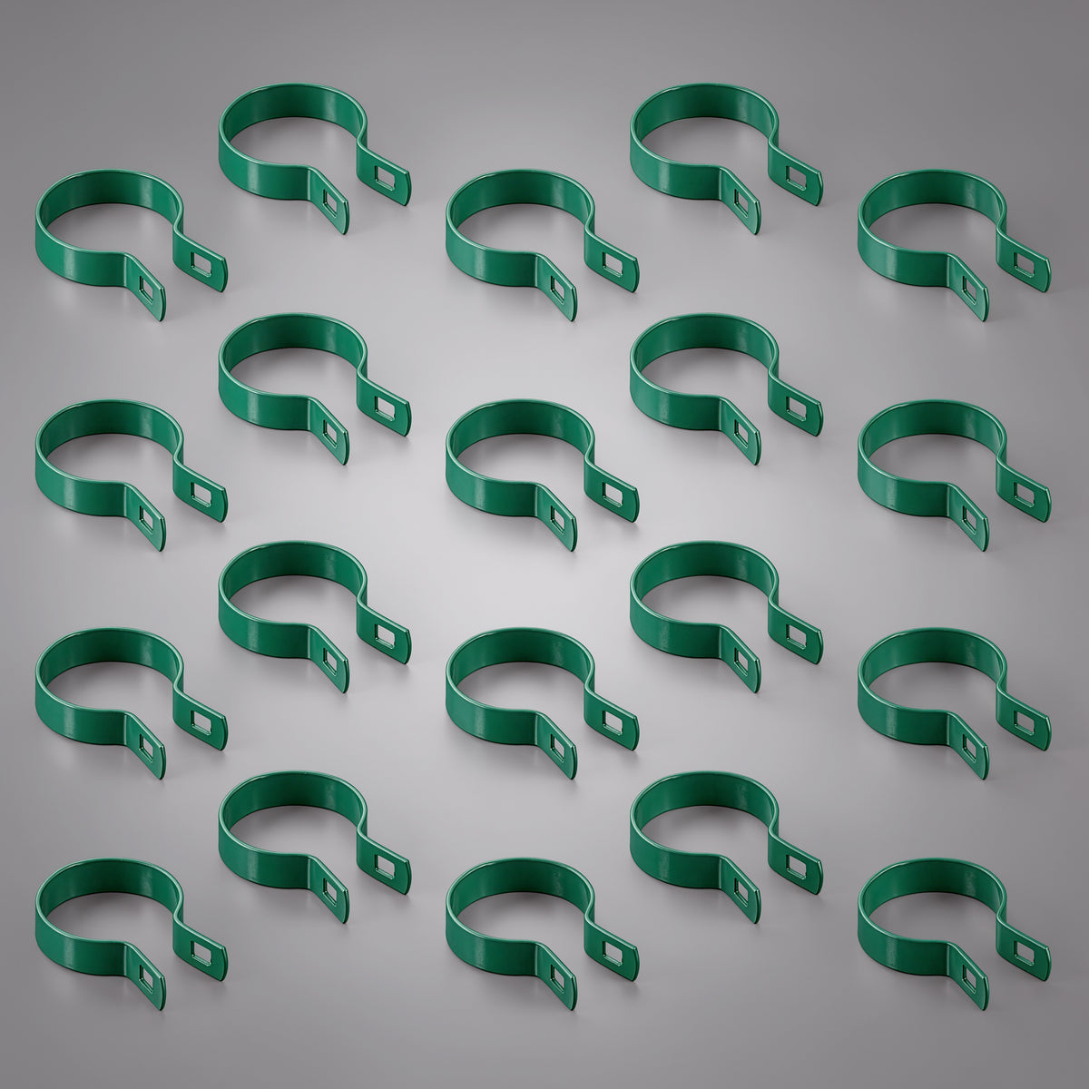 Abrazadera Verde Galvanizada para Poste de 2-3/8" de Diámetro Exterior con Perno y Tuerca, Varias Opciones