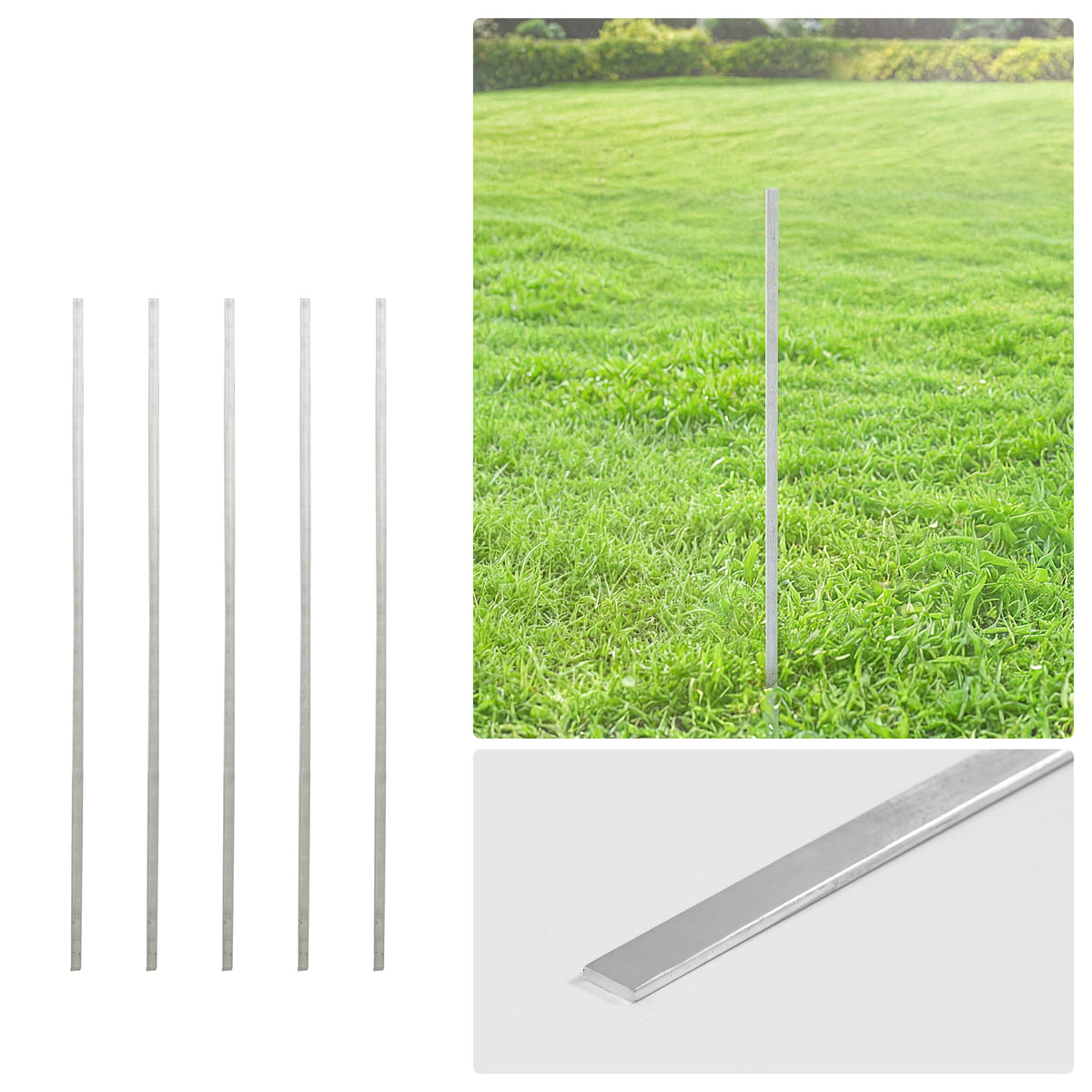 Barra de tensión de acero galvanizado plateado de 4/5/6 pies, barra plana de 48/60/72 pulgadas para piezas de cerca de malla ciclónica de 4'/5'/6', múltiples opciones