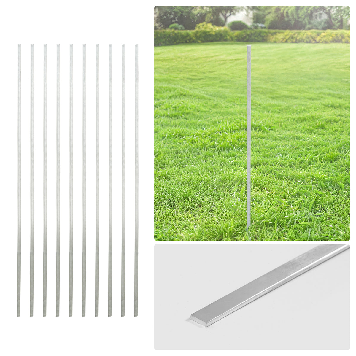 Barra de tensión de acero galvanizado plateado de 4/5/6 pies, barra plana de 48/60/72 pulgadas para piezas de cerca de malla ciclónica de 4'/5'/6', múltiples opciones