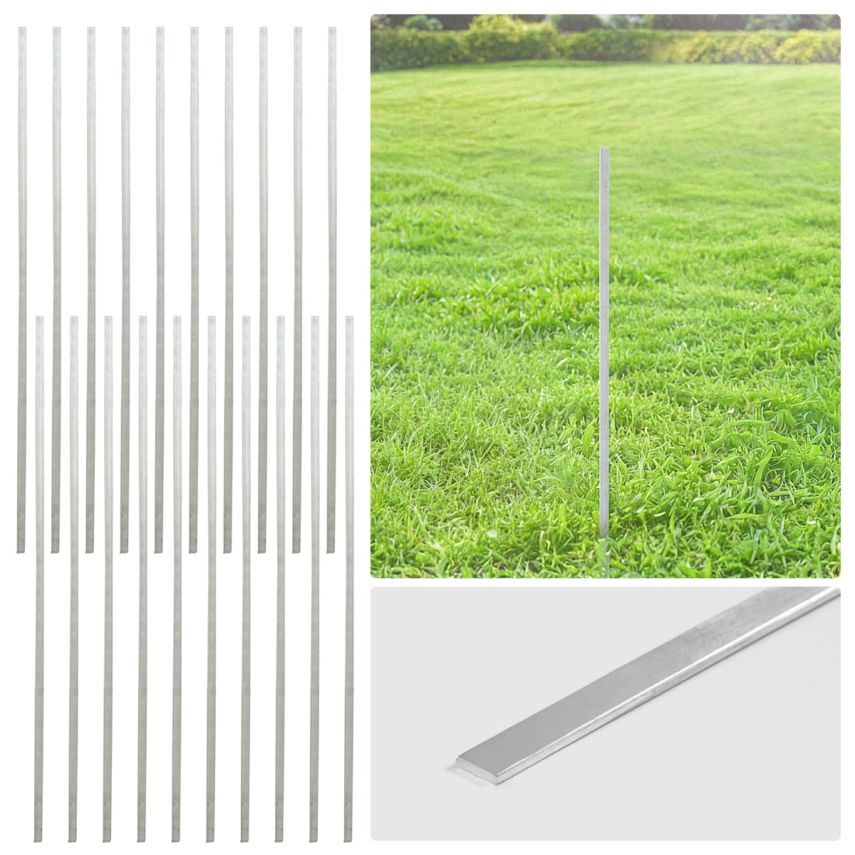 Barra de tensión de acero galvanizado plateado de 4/5/6 pies, barra plana de 48/60/72 pulgadas para piezas de cerca de malla ciclónica de 4'/5'/6', múltiples opciones