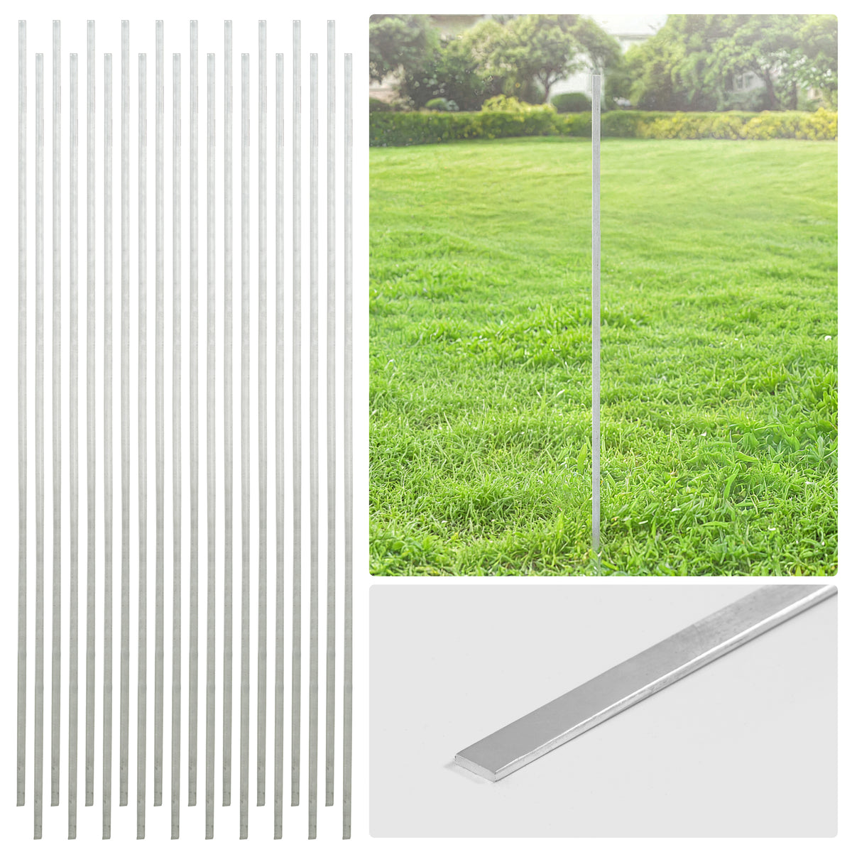 Barra de tensión de acero galvanizado plateado de 4/5/6 pies, barra plana de 48/60/72 pulgadas para piezas de cerca de malla ciclónica de 4'/5'/6', múltiples opciones