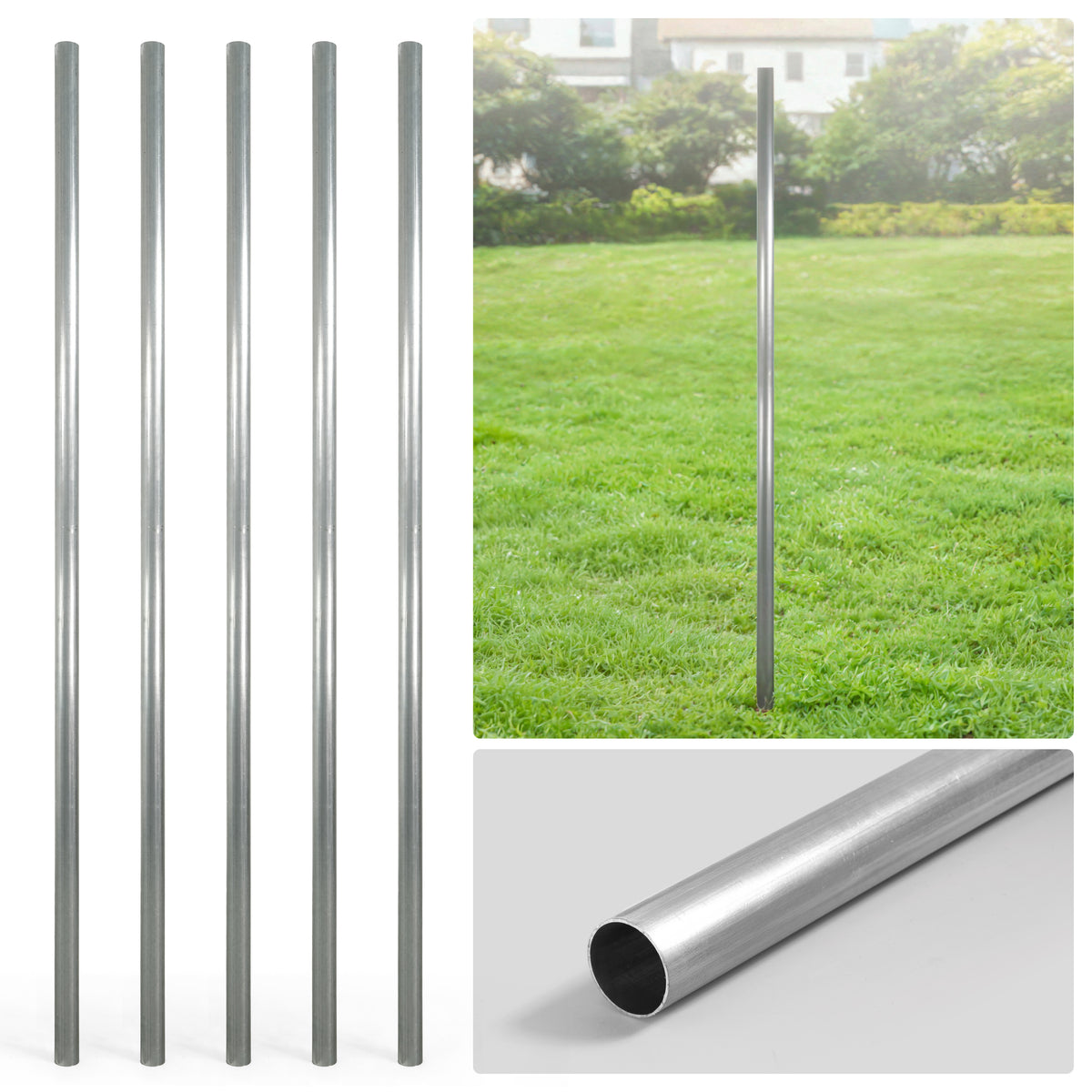 Poste terminal de cerca de malla ciclónica galvanizada de 6/7/8 pies, Poste terminal con diámetro exterior de 2-3/8”, Múltiples opciones