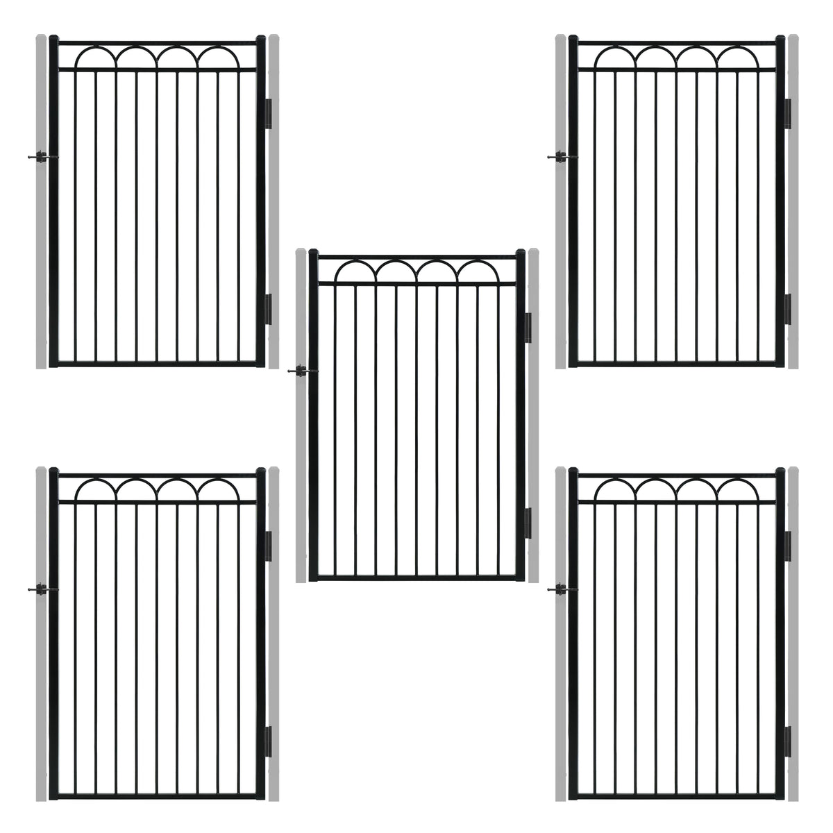 Puerta de valla decorativa de arco resistente de 1.83 m de alto x 1.22 m de ancho con accesorio de cerradura, varias opciones
