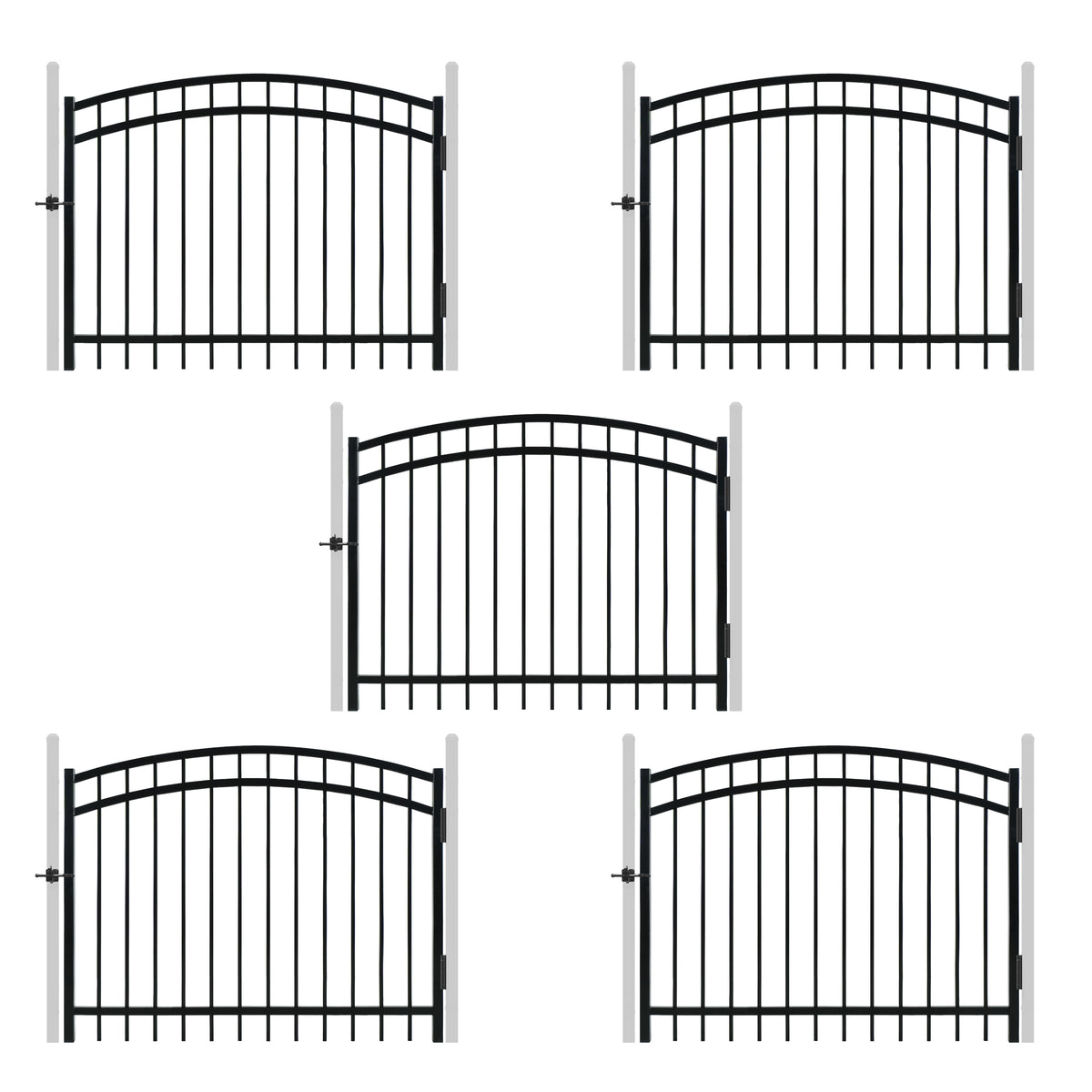 Puerta de cerca decorativa arqueada de alta resistencia de 1.2 m de alto x 1.5 m de ancho con accesorio de cerradura, múltiples opciones