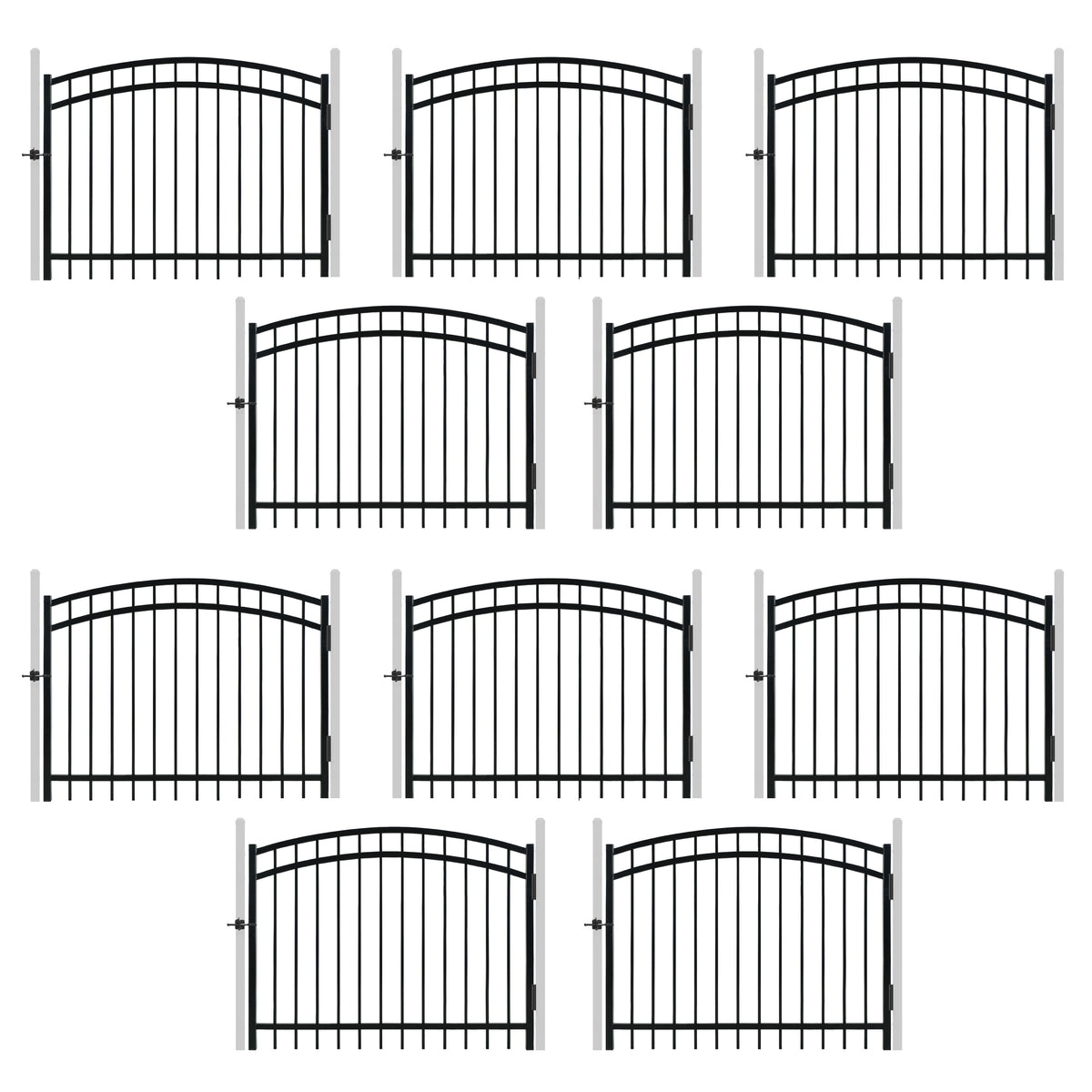 Puerta de cerca decorativa arqueada de alta resistencia de 1.2 m de alto x 1.5 m de ancho con accesorio de cerradura, múltiples opciones