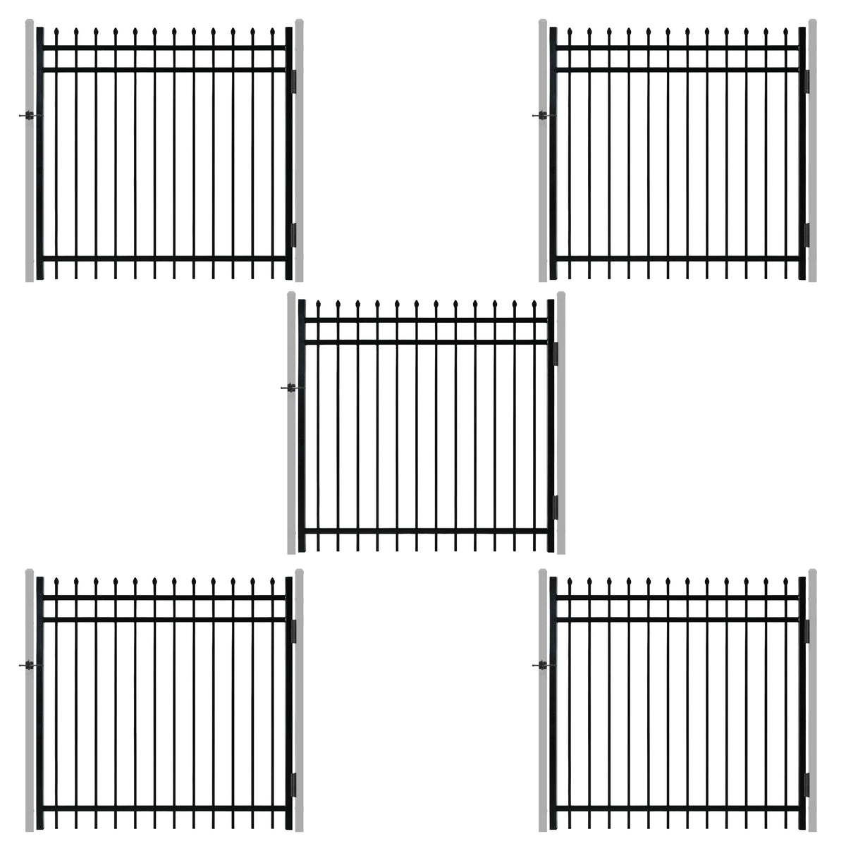5FT Height X 5FT Width Heavy Duty Pinnacle Fence Gate with Lock Attachment, Multiple Options