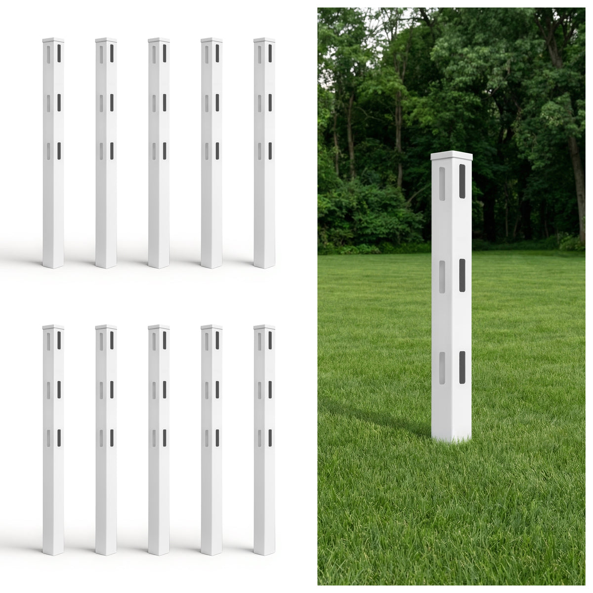 6ft Vinyl Ranch Line Post with Cap, Multiple Options