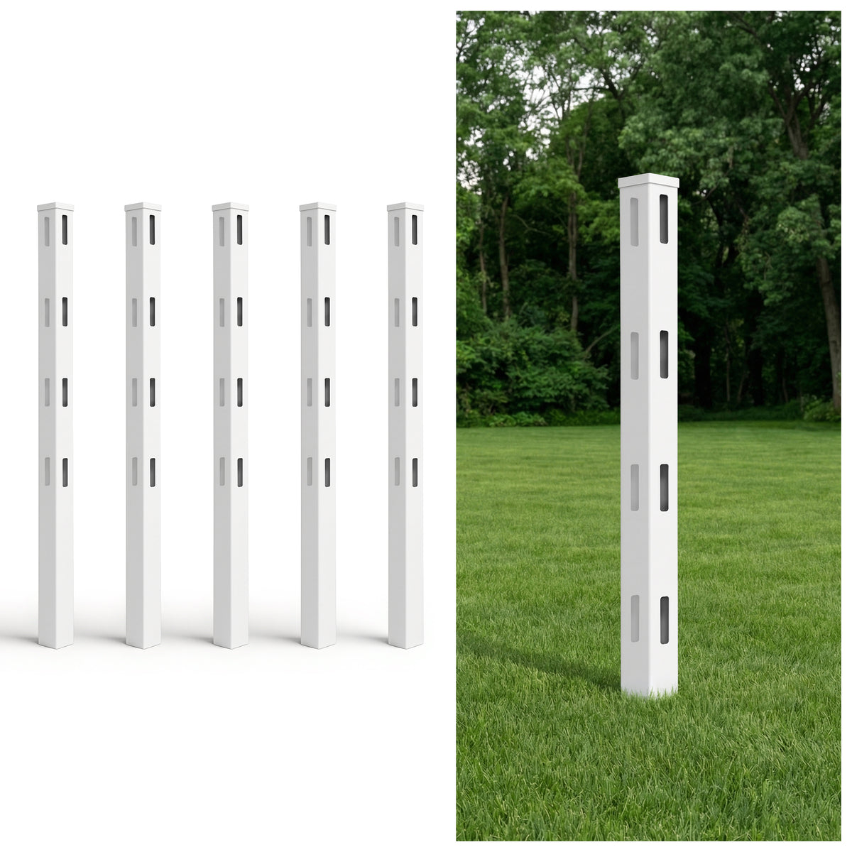 7ft Vinyl Ranch Line Post with Cap, Multiple Options