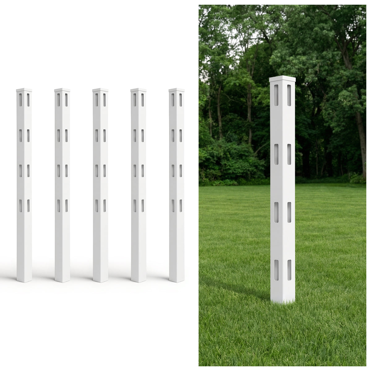 7ft Vinyl Ranch Corner Post with Cap, Multiple Options