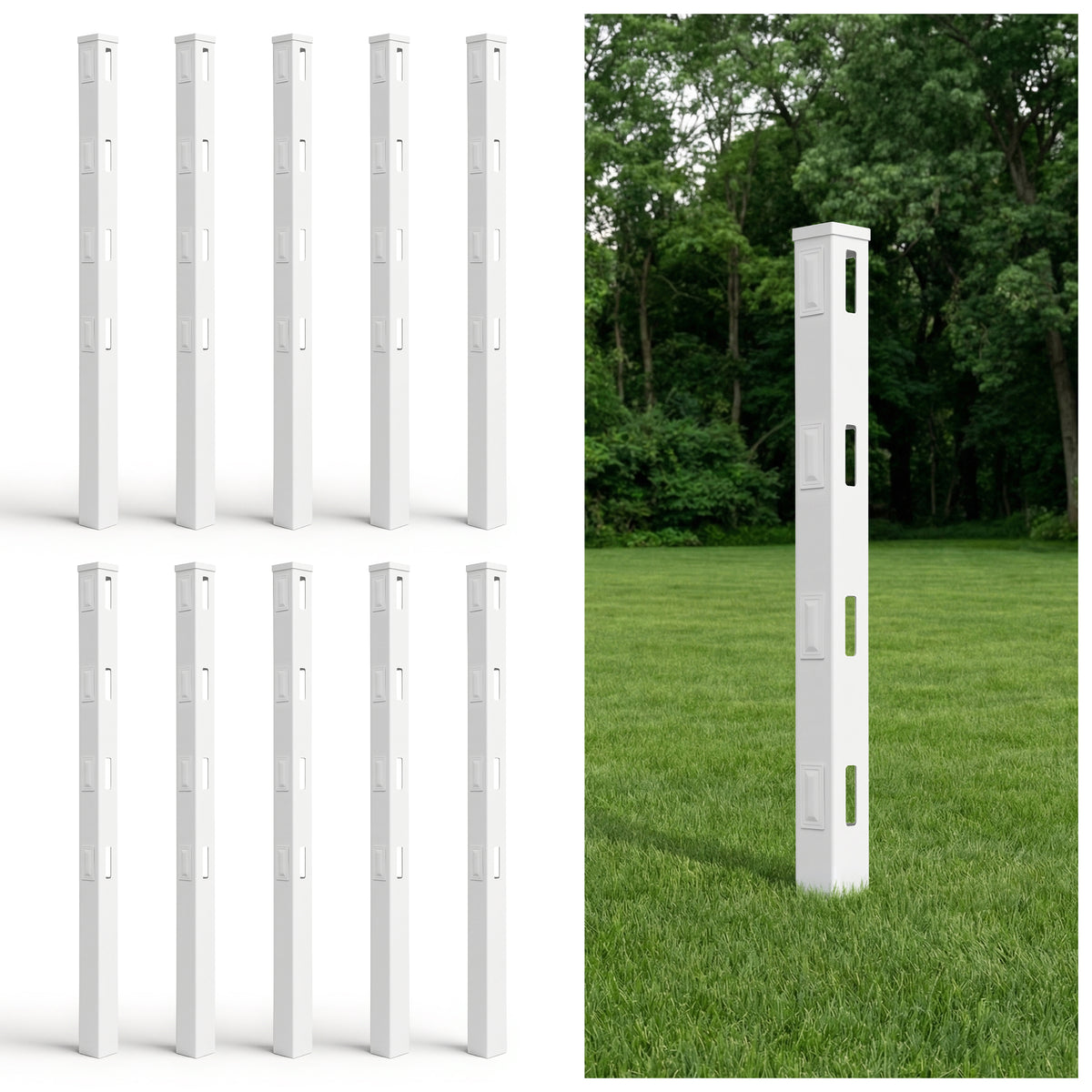 7ft Vinyl Ranch Corner Post with Cap, Multiple Options