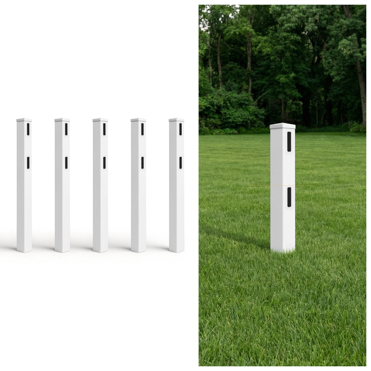 5ft Vinyl Ranch End Post with Cap, Multiple Options