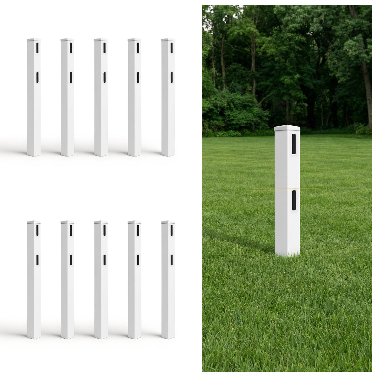 5ft Vinyl Ranch End Post with Cap, Multiple Options