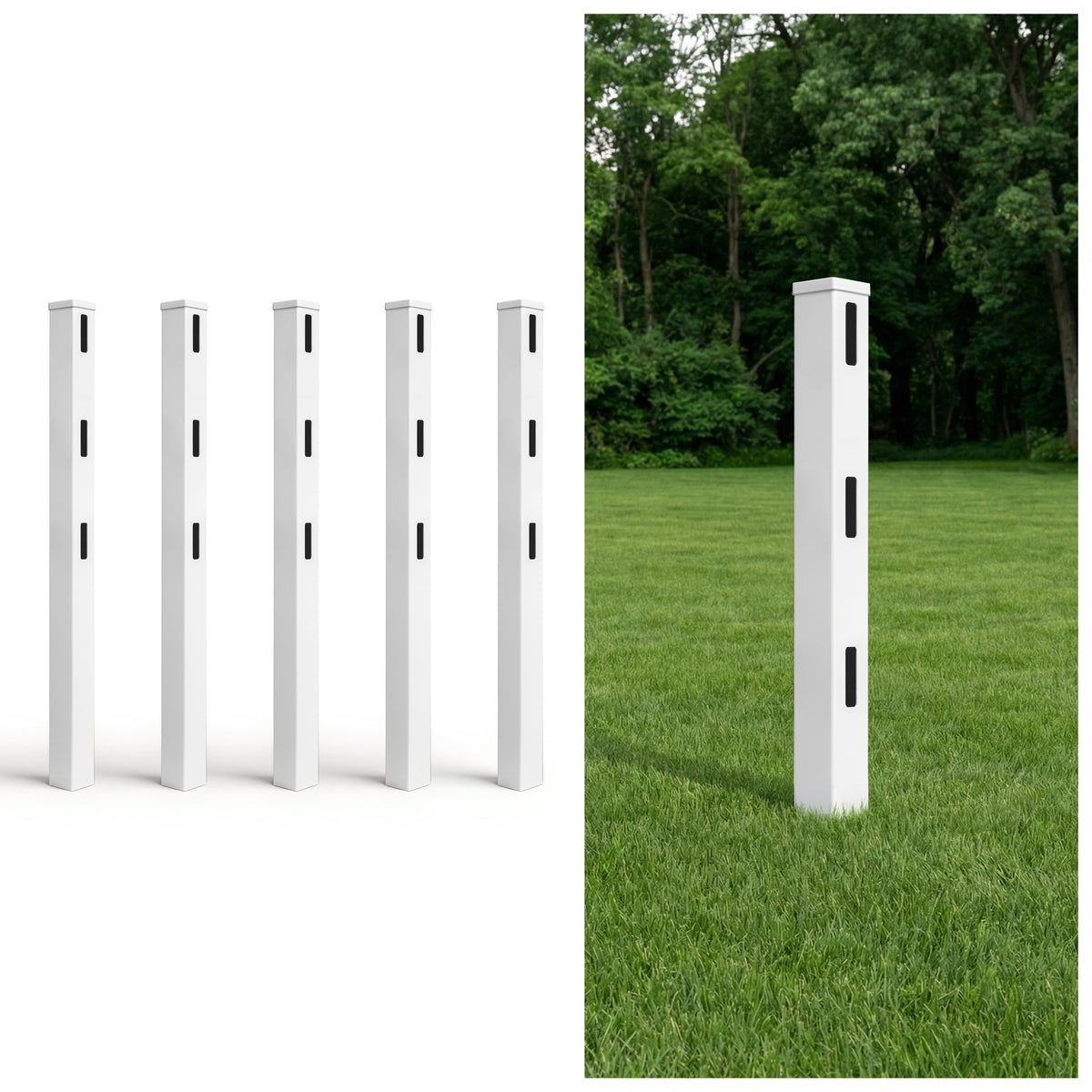 6ft Vinyl Ranch End Post with Cap, Multiple Options