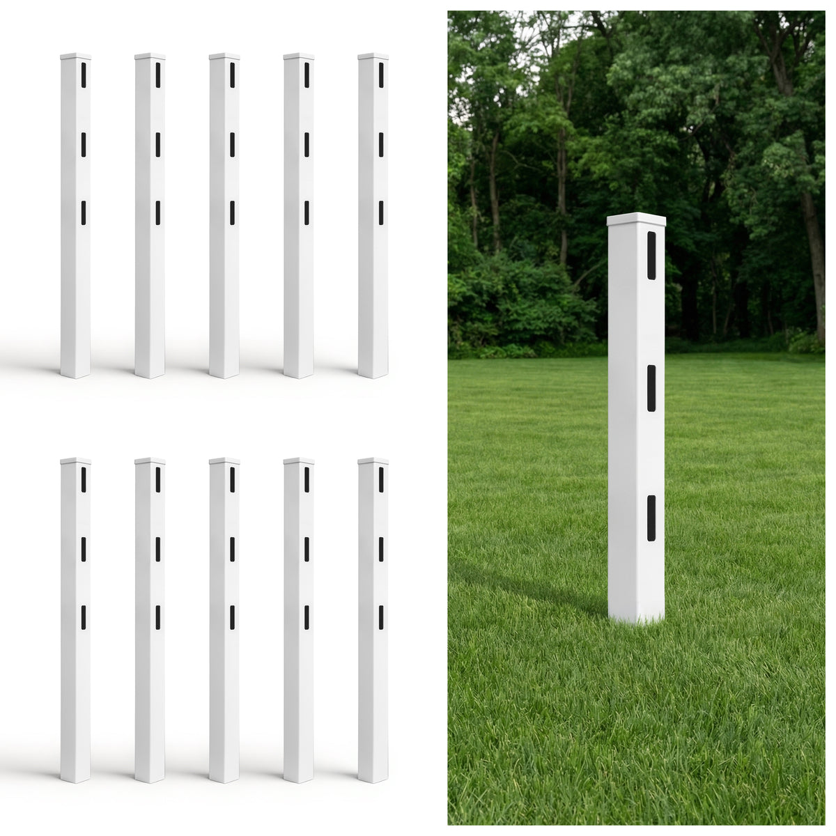 6ft Vinyl Ranch End Post with Cap, Multiple Options