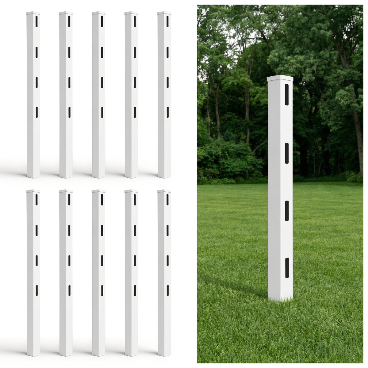 7ft Vinyl Ranch End Post with Cap, Multiple Options