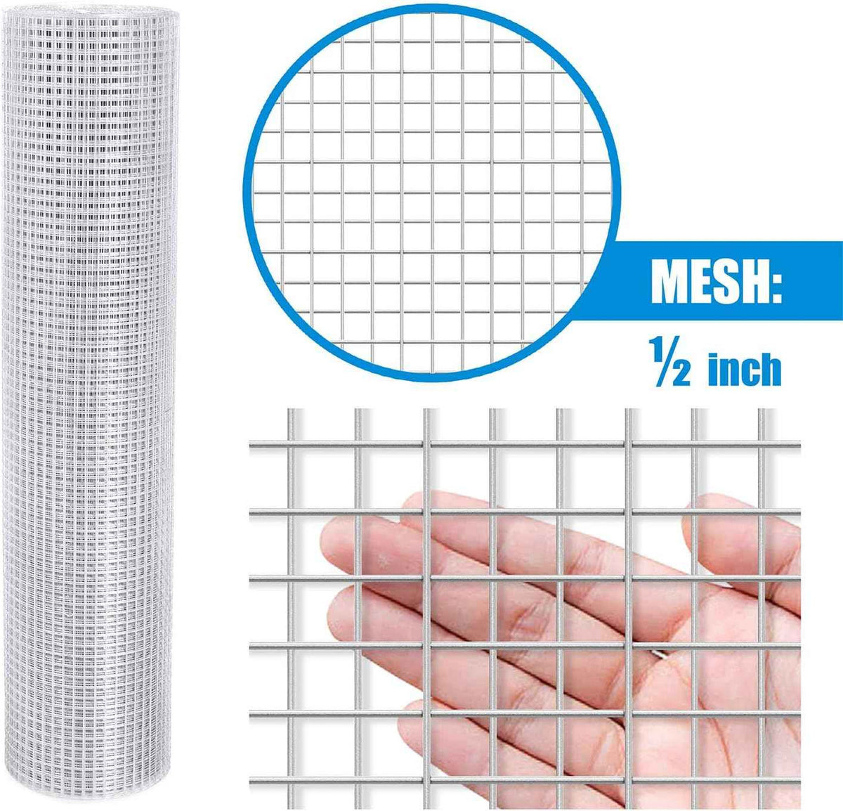 19 Gauge Galvanized Hardware Cloth with Mesh Size 1/2" x 1/2"