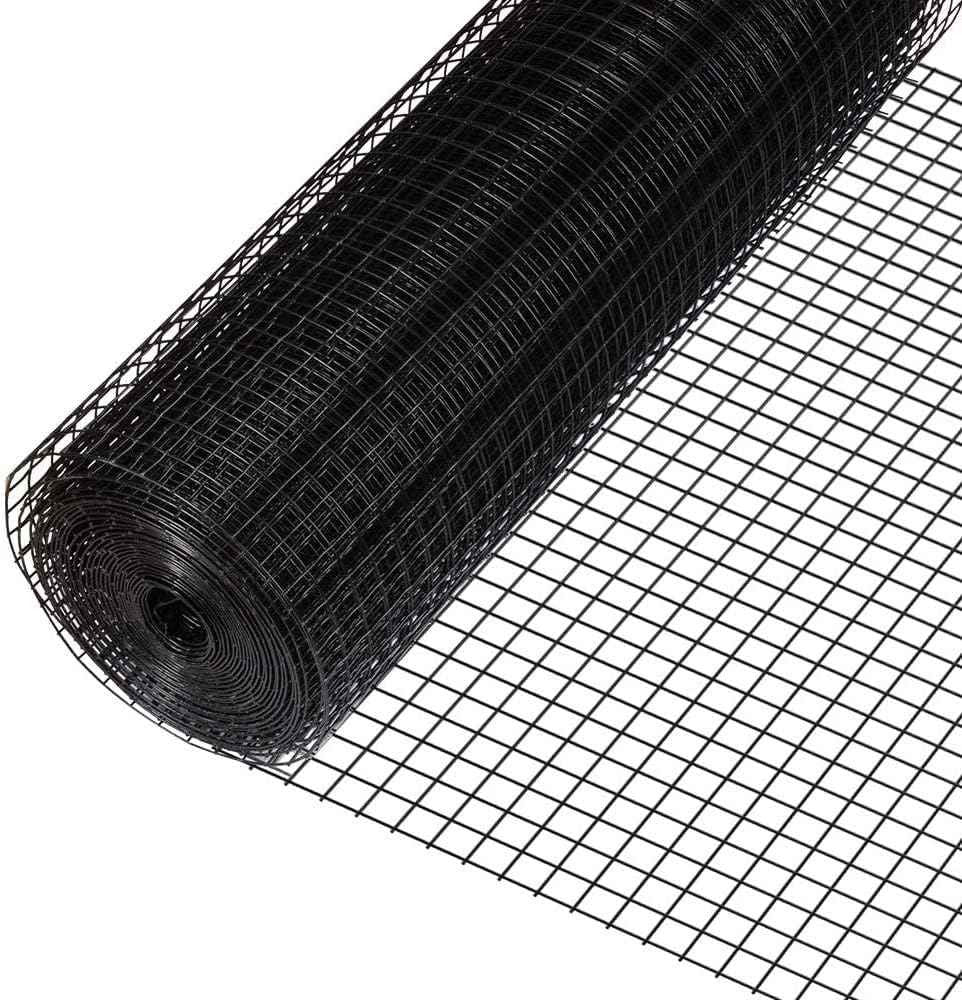 16 Gauge Black Vinyl Coated Welded Wire Mesh Size 1 inch by 1 inch