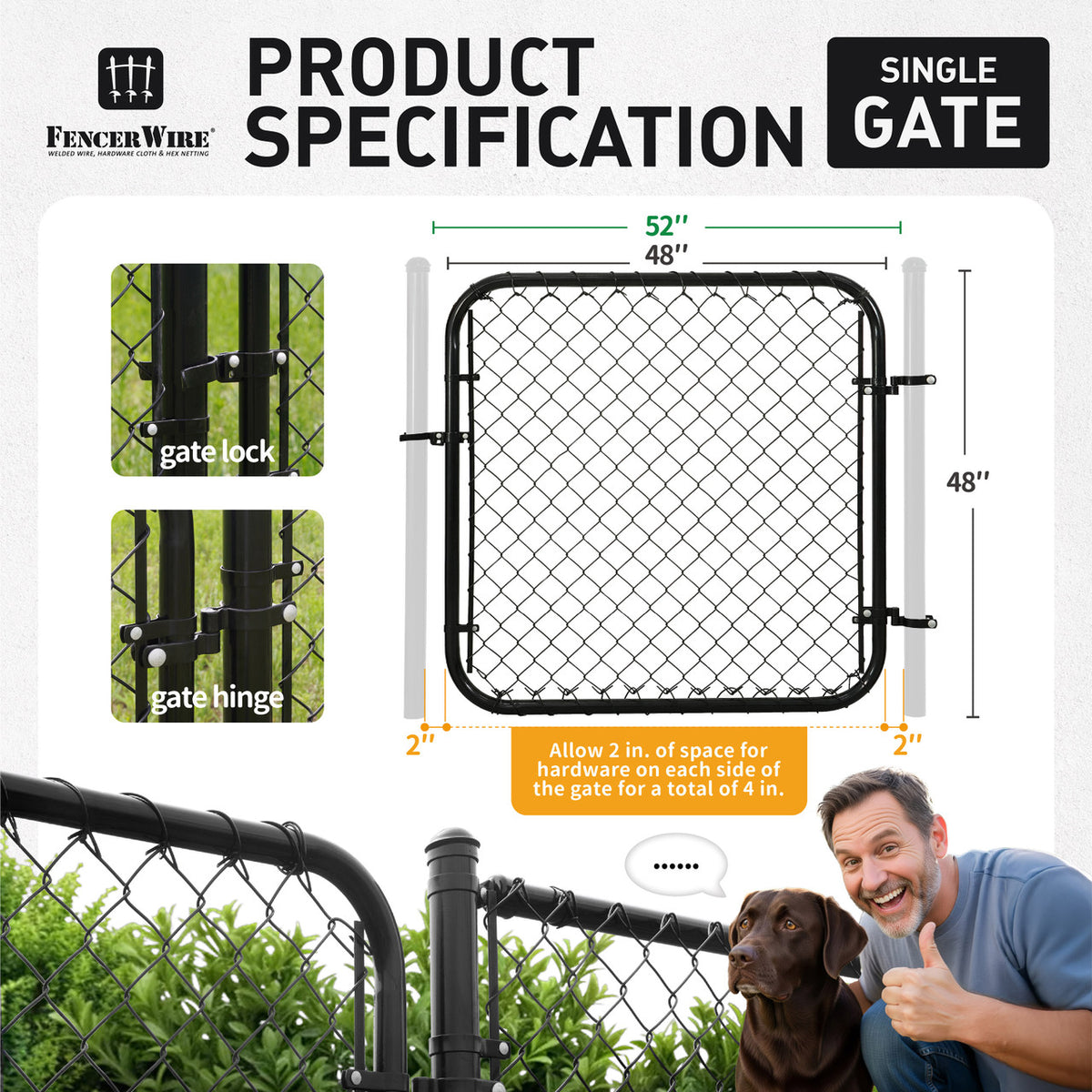 9 / 11.5 Gauge Black Vinyl Coated Chain Link Fence Gate Kit, Multi-options