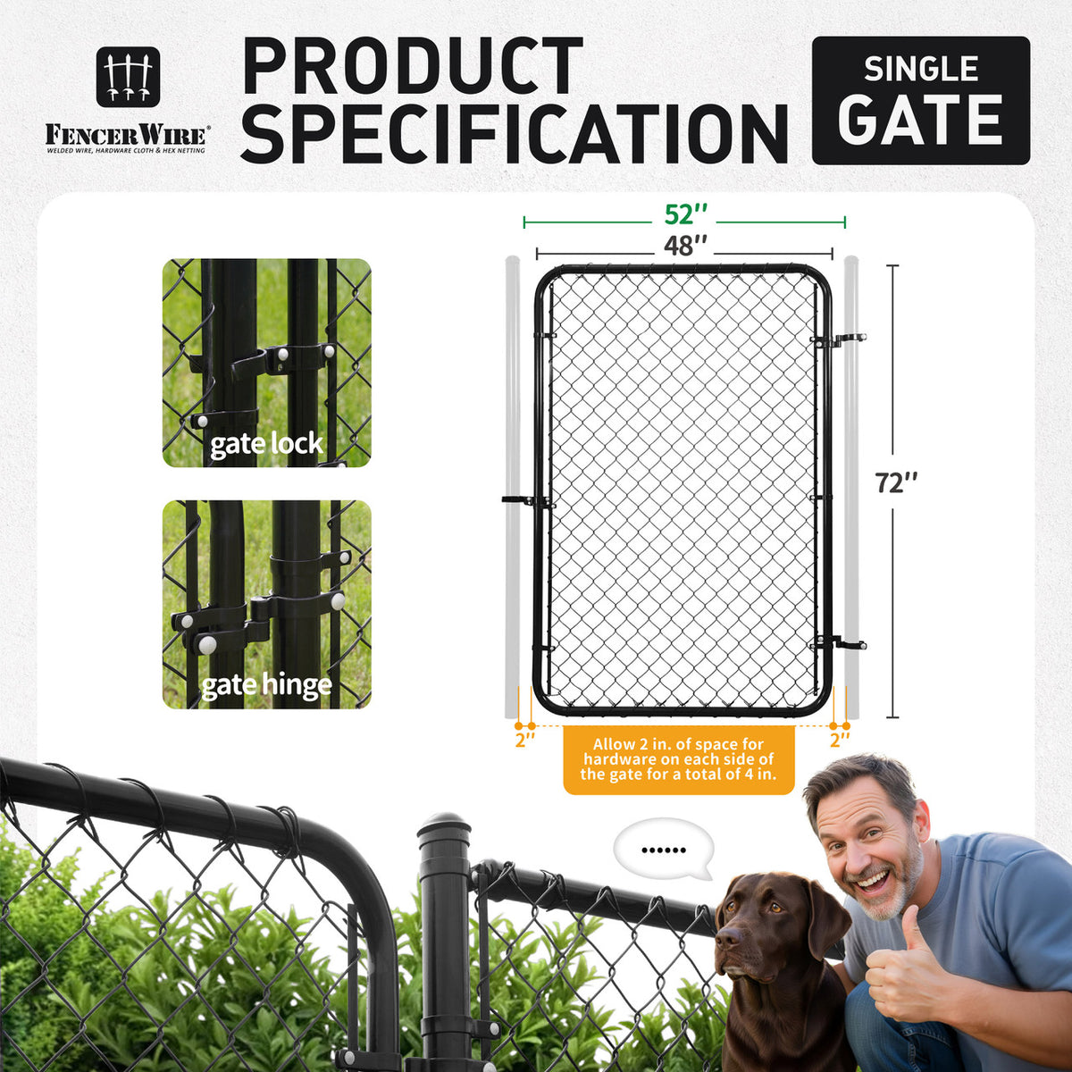 9 / 11.5 Gauge Black Vinyl Coated Chain Link Fence Gate Kit, Multi-options