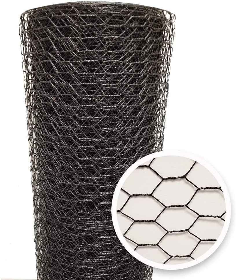 16 Gauge Black Vinyl Coated Hex / Poultry Netting Mesh 1.5" (4 ft. x 150 ft.)