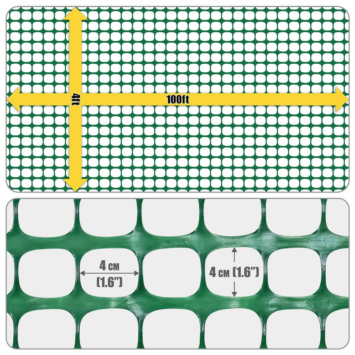 4 ft. x 100 ft. Outdoor Green Plastic Snow Fence with Opening Mesh Size 1.6" x 1.6"