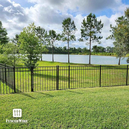 Heavy Duty Flat Top Fence Barrier Kit with 6FT Height X 6FT Width Panels, Decorative Gate, Posts & Connectors, Multi-options