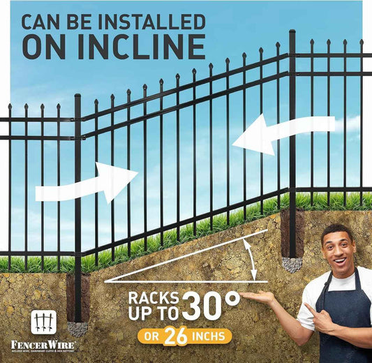 Heavy Duty Flat Top Fence Barrier Kit with 6FT Height X 6FT Width Panels, Arched Gate, Posts & Connectors, Multi-options