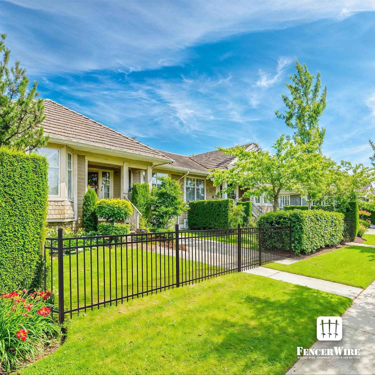 Heavy Duty Flat Top Fence Barrier Kit with 6FT Height X 6FT Width Panels, Pinnacle Gate, Posts & Connectors, Multi-options
