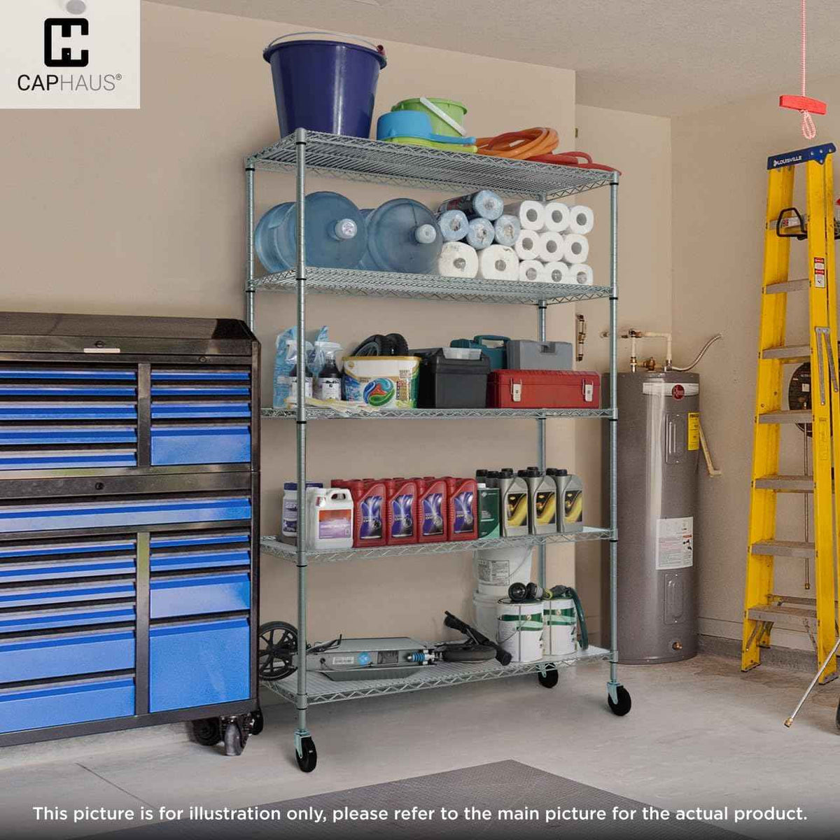 36 x 18 x 76 in. 4-Tier NSF Commercial Grade Heavy Duty Silver Grey Wire Shelving w/Wheels