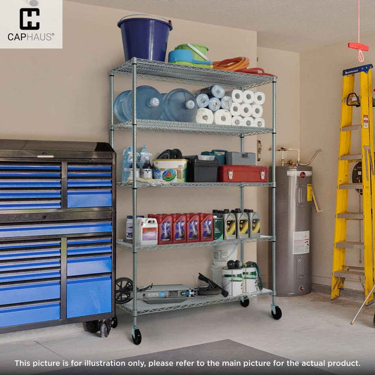 36 x 18 x 76 in. 4-Tier NSF Commercial Grade Heavy Duty Silver Grey Wire Shelving w/Wheels