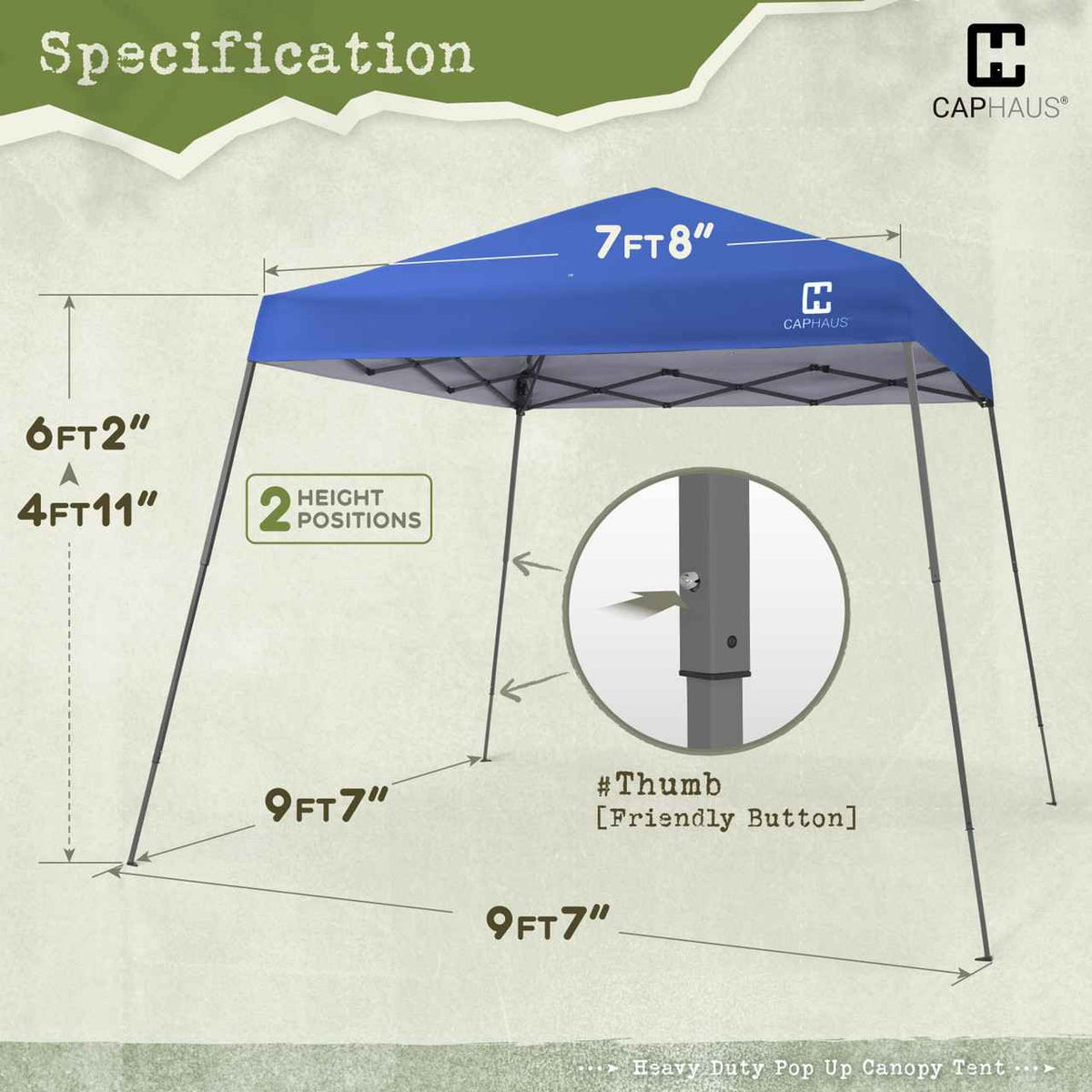 8ft. x 8ft Top Heavy-Duty Commercial Grade Pop Up Canopy Tent with Slant Legs, 3 Color Available