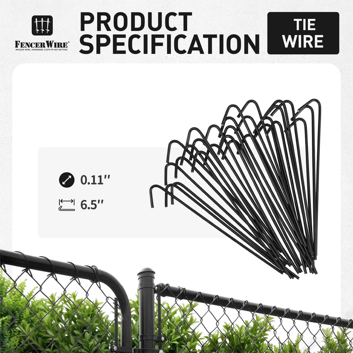 6.5 Inch 150 PCS 12.5 Gauge Heavy Duty Chain Link Wire Ties, Fence Metal Slats Hook Tie Wires, Garden, Dog, Animal Fencing Hardware Parts, Silver
