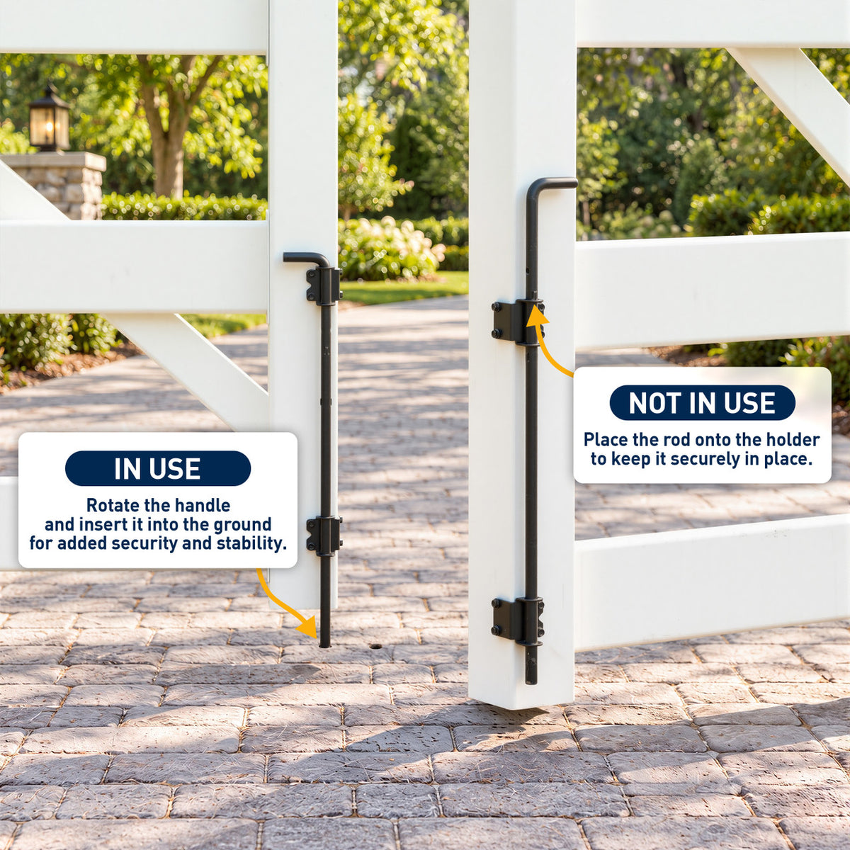24" Heavy Duty Steel Cane Bolt Gate Drop Rod for Wood, Vinyl & Metal Fences