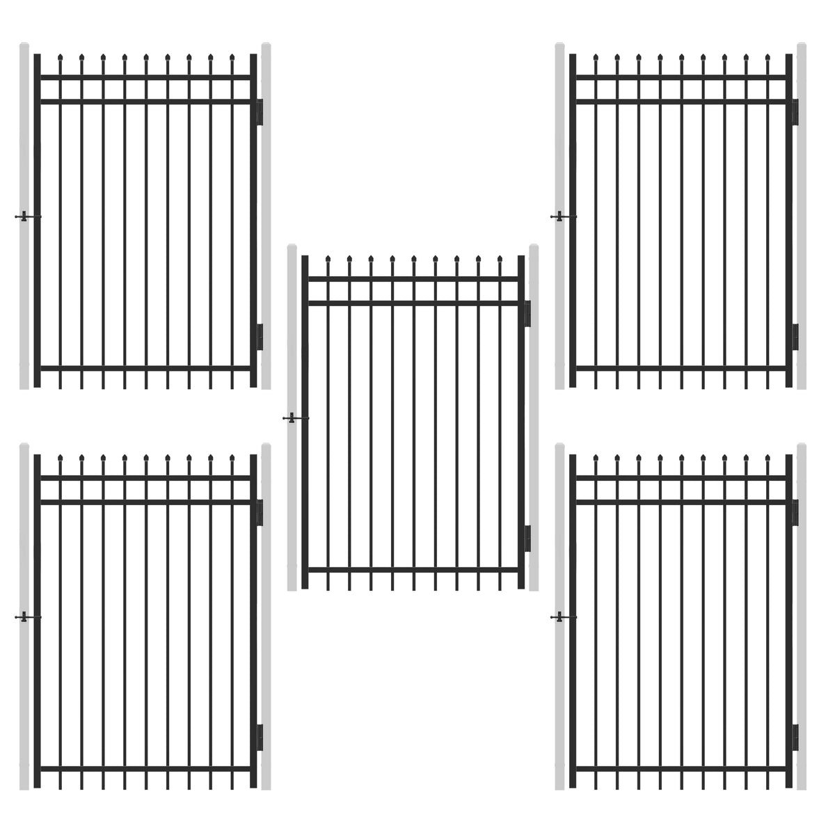 6FT Height X 4FT Width Heavy Duty Pinnacle Fence Gate with Lock Attachment, Multiple Options