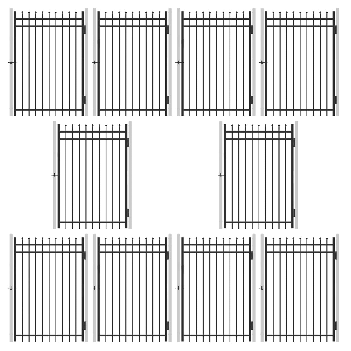 6FT Height X 4FT Width Heavy Duty Pinnacle Fence Gate with Lock Attachment, Multiple Options