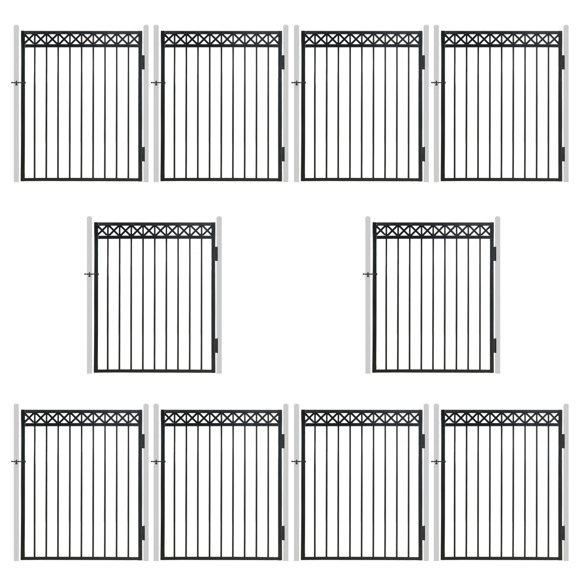 5FT Height x 4FT Width Heavy Duty Flat Top X-Pattern Decorative Fence Gate, Multiple Options