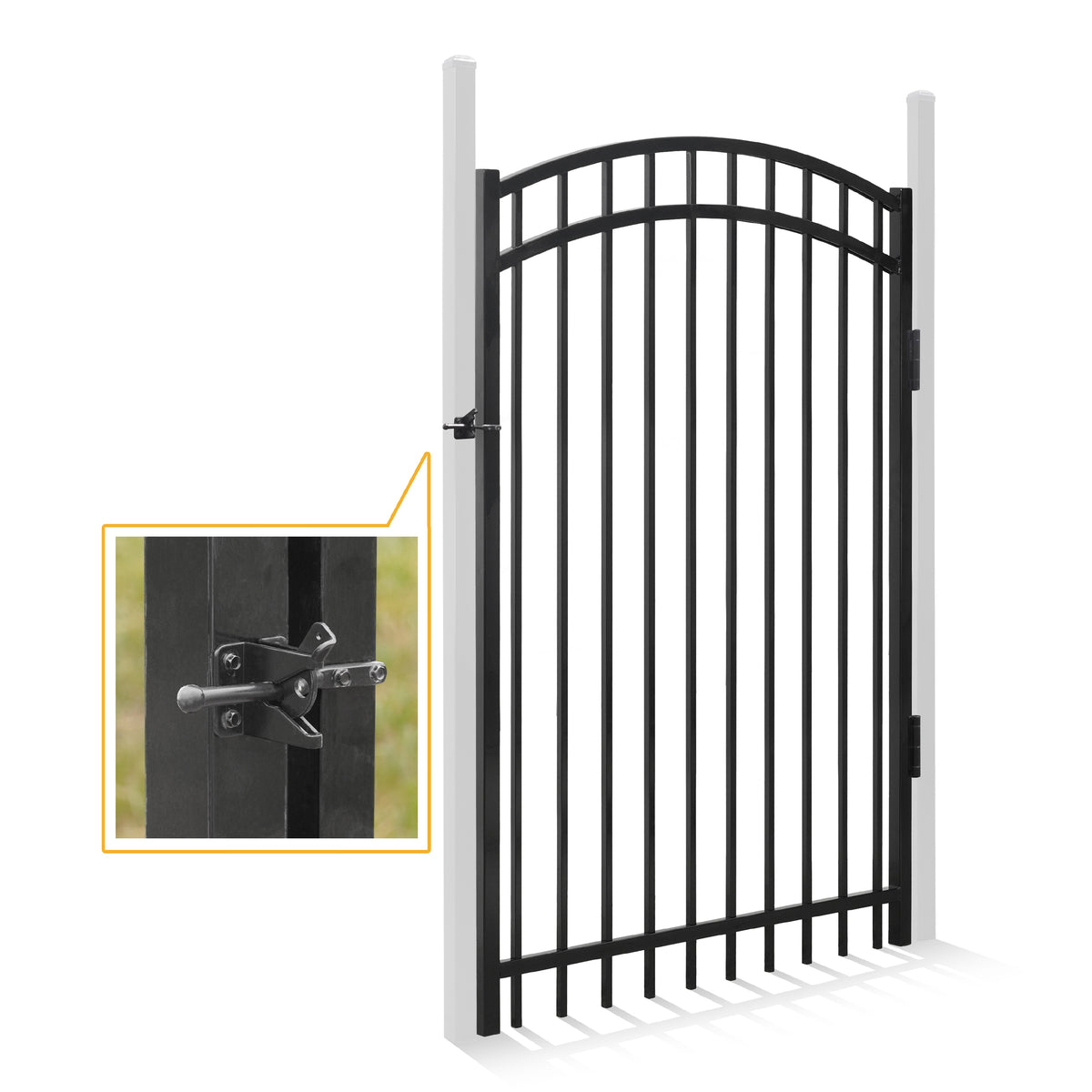 Valla decorativa de alta resistencia con arco, de 1.83 m de alto x 1.22 m de ancho, con cerradura y múltiples opciones
