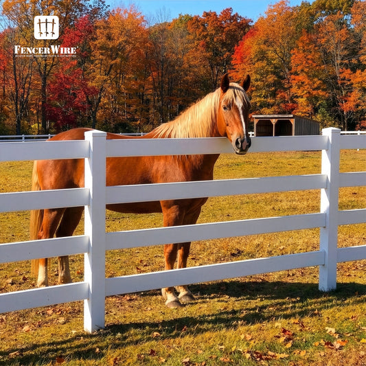 4-Rail Vinyl Ranch Fence Kit with 7ft Posts and 8ft Rails, Multiple Options