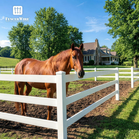 3-Rail Vinyl Ranch Fence Kit with 6ft Posts and 8ft Rails, Multiple Options