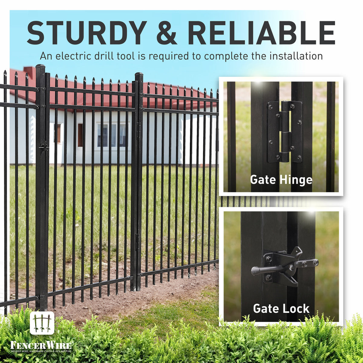 4FT Height X 4FT Width Heavy Duty Arc Decorative Fence Gate with Lock Attachment, Multiple Options
