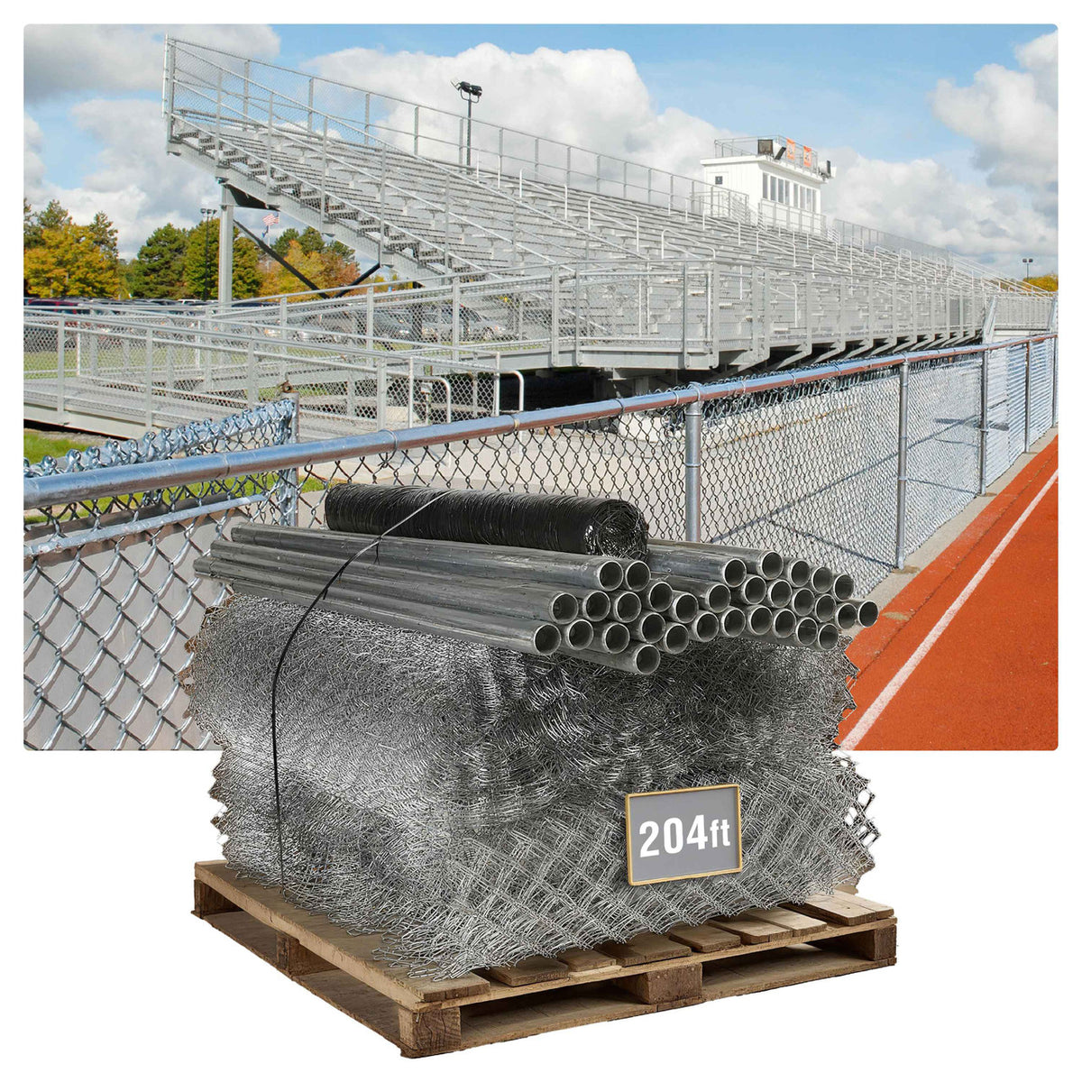 Copy of 5ft. Height 11.5 Gauge Galvanized Steel Chain Link Fence Kit w/Fence Fabric, Gate, Posts, Top Rails & Hardware, Multiple Options