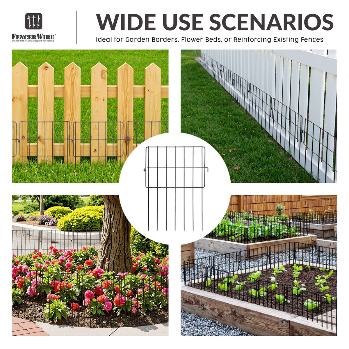 Garden Animal Barrier Fences, Outdoor Deterrent for Yard Patio, Anti Dig Pet Guard for Dogs, 16"H x 12"W No Digging Garden Panels, Under Fence Barrier with 1.5" Gap, Multiple Options