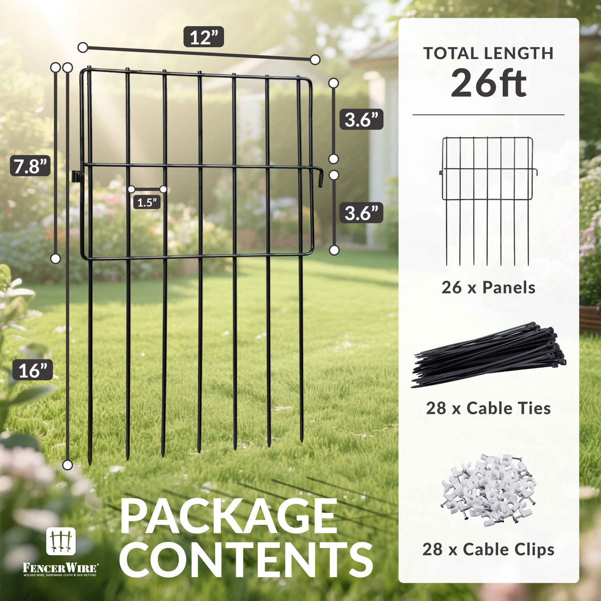 Garden Animal Barrier Fences, Outdoor Deterrent for Yard Patio, Anti Dig Pet Guard for Dogs, 16"H x 12"W No Digging Garden Panels, Under Fence Barrier with 1.5" Gap, Multiple Options