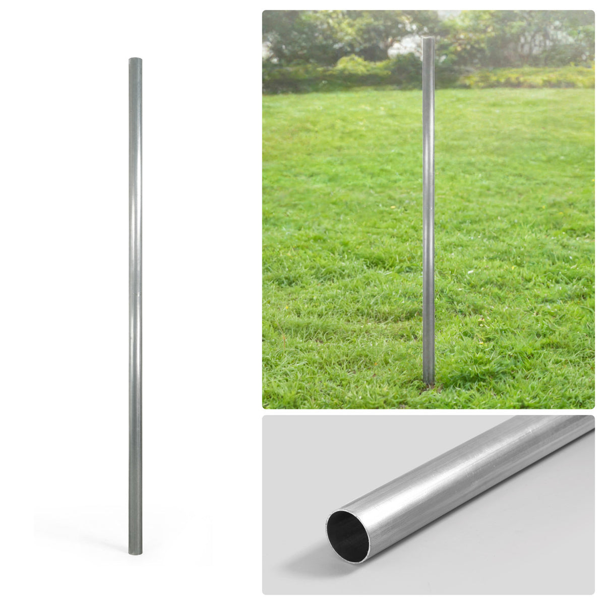Poste terminal de cerca de malla ciclónica galvanizada de 6/7/8 pies, Poste terminal con diámetro exterior de 2-3/8”, Múltiples opciones