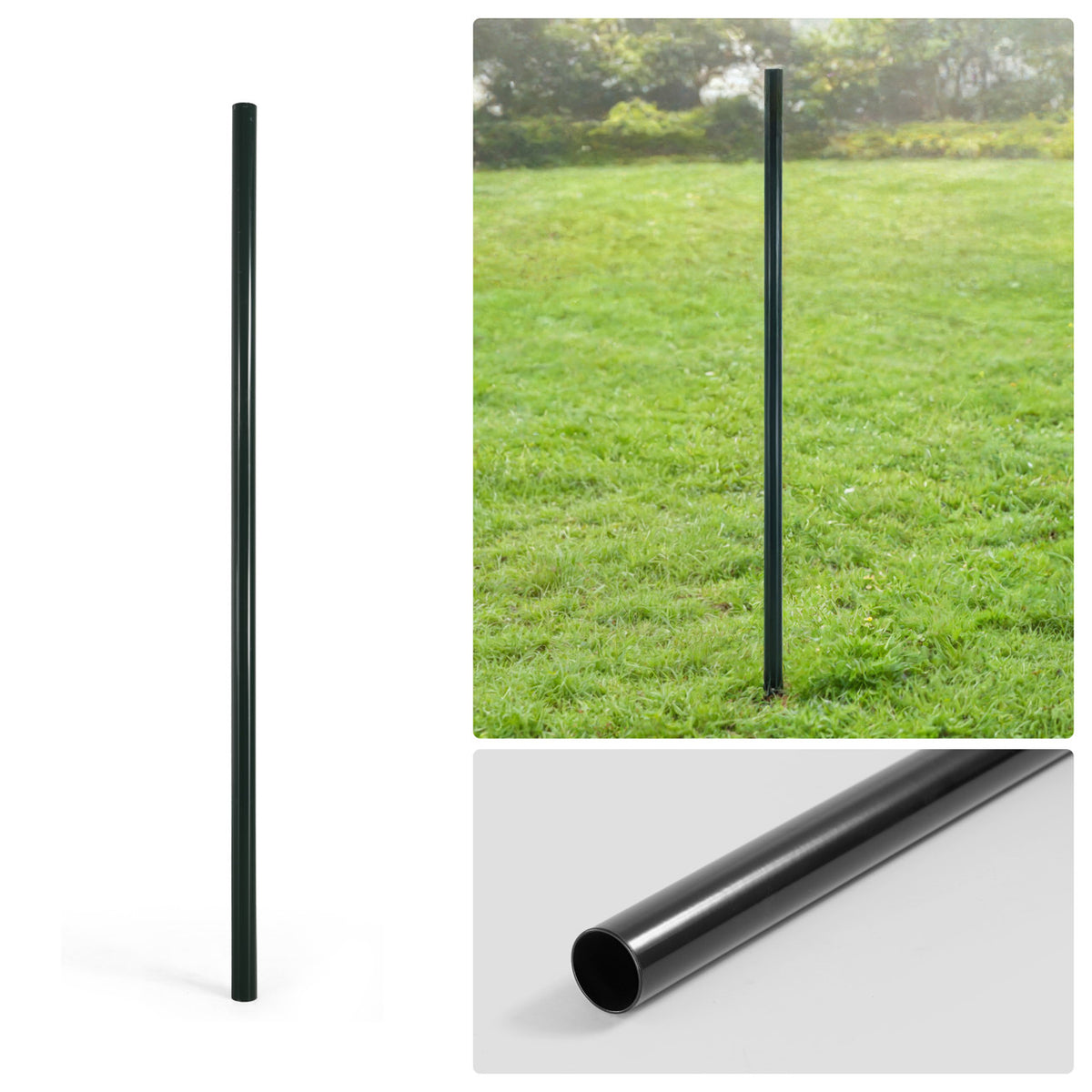 Poste de linha para cerca de tela preta de 6/7/8 pés, poste de linha com 1-7/8” de diâmetro externo, múltiplas opções