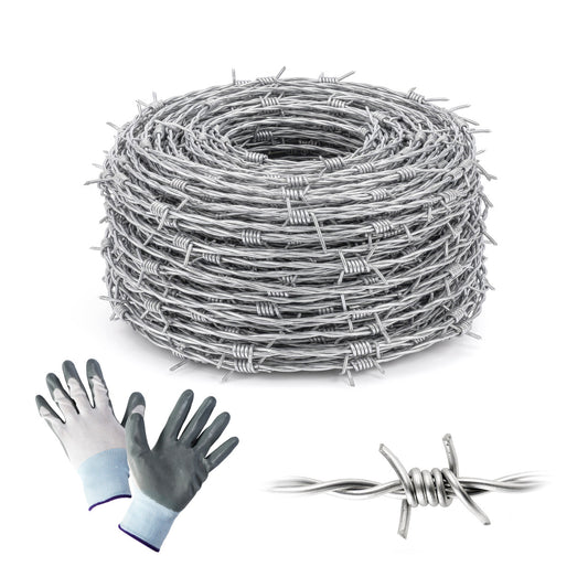 12.5 Gauge 4 Point Galvanized Barbed Wire Fencing with Gloves, Multiple Options