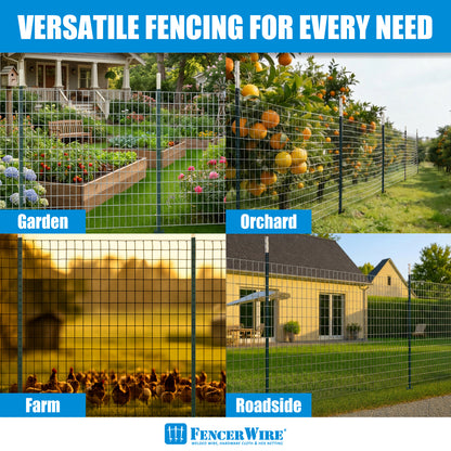 16-Gauge 5 ft. x 100 ft. Galvanized Welded Fence Wire Roll with 15 pcs 7 ft T-Posts, Farm & Garden Fencing Kit